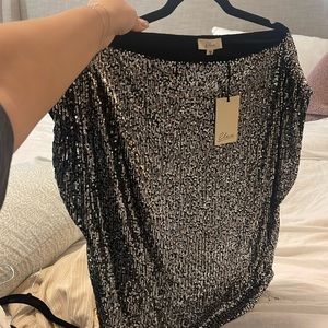 Off the shoulder silver sequin top- super cute! NWT